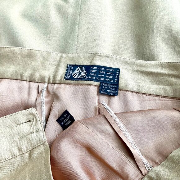 Vintage Skirt Wool Maxi Pencil Tan Camel Pleats and Back Vent 90s (30” waist, M) - Picture 5 of 6